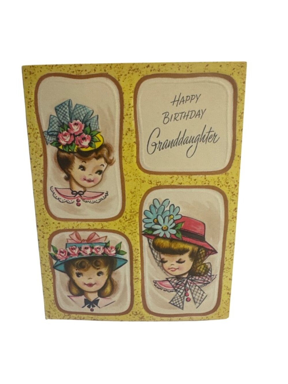Vintage Gibson Happy Birthday Granddaughter Greeting Card Embossed Floral Illust